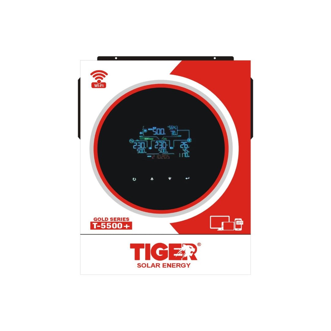Tiger T-5500+ Gold Series 4kW Hybrid Solar Inverter With 5500W PV | Built-in WiFi | Dual Output | RGB Lights | Touch Display — solar equipment in Lahore, Pakistan
