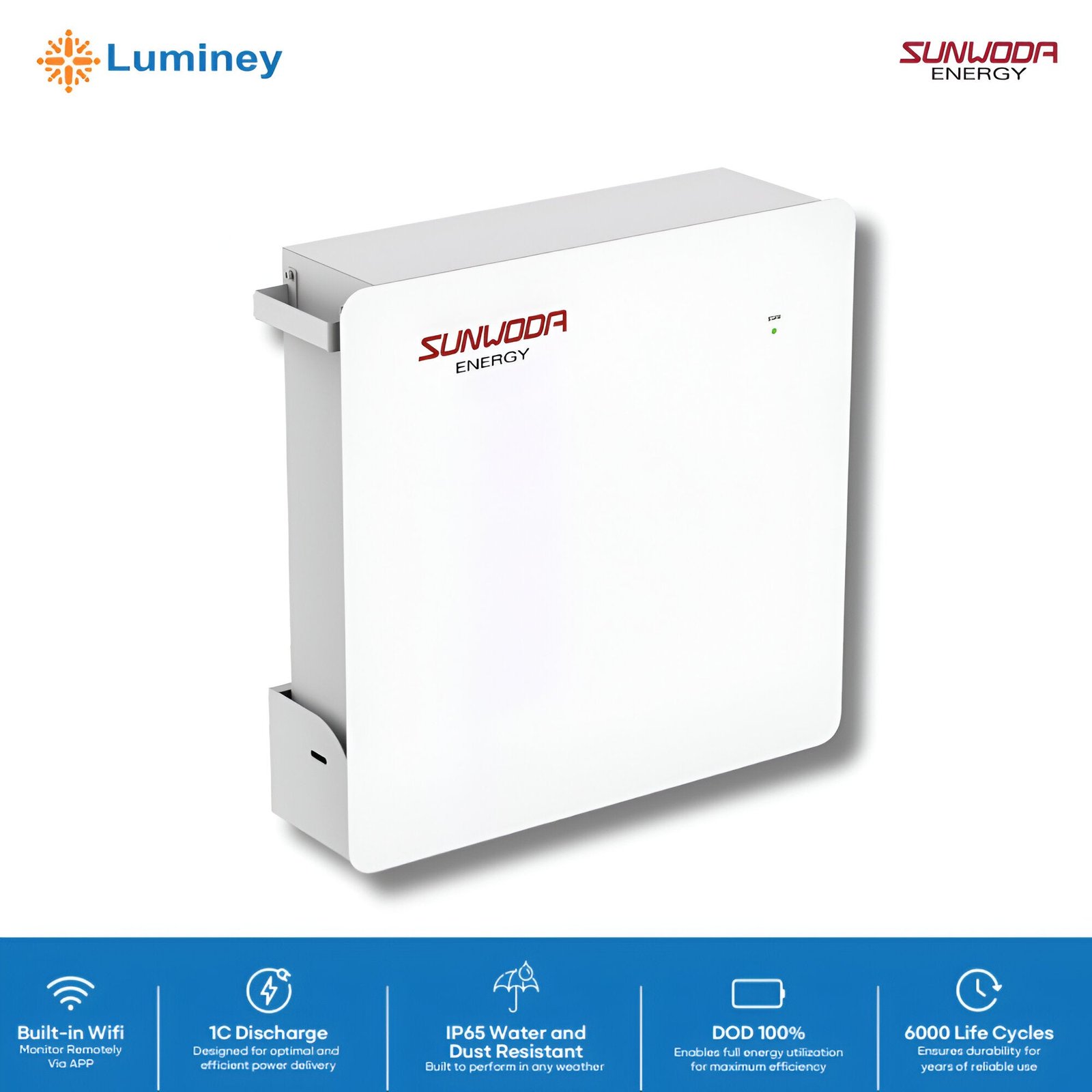 Luminey MonaWall SE5 LiFePO4 Lithium Battery 5kWh IP65 by SUNWODA — solar equipment in Lahore, Pakistan