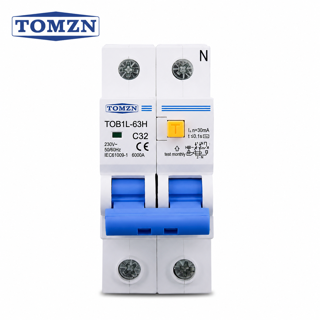 Tomzn 32 Amp RCBO – Reliable Residual Current Circuit Breaker with Overcurrent & Leakage Protection — solar equipment in Lahore, Pakistan