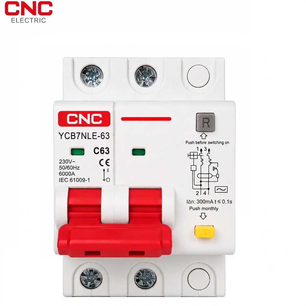 CNC YCB7LE-63Y 63 Amp 2P RCBO – Reliable Residual Current Circuit Breaker with Overcurrent & Leakage Protection — solar equipment in Lahore, Pakistan