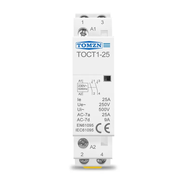Tomzn TOCT1-25 Contactor 2P 25A 220V Din Rail Ac Modular Contactor — solar equipment in Lahore, Pakistan