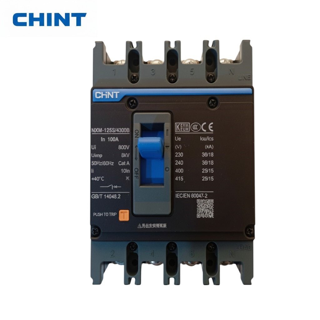 CHINT 4P AC 100A MCCB | Three Phase 4 Pole Circuit Breaker – Overload & Short Circuit Protection — solar equipment in Lahore, Pakistan