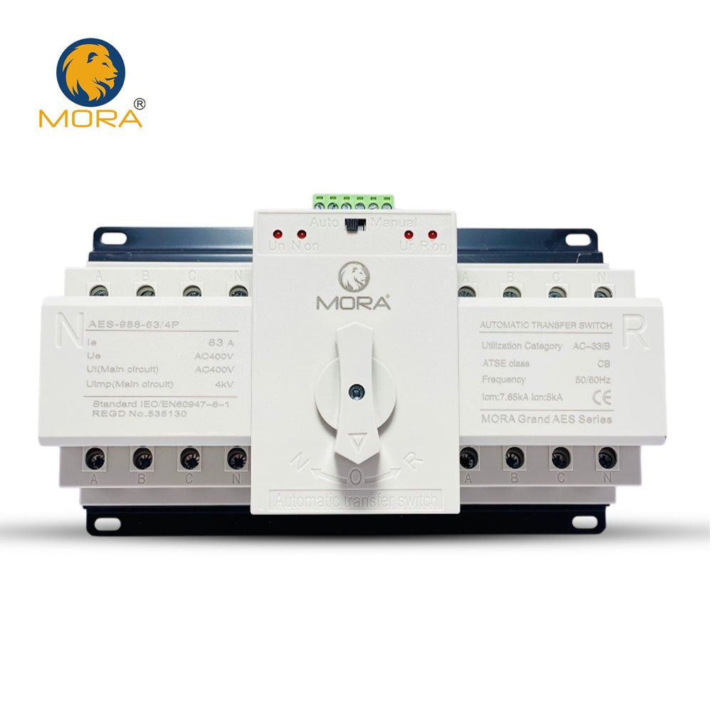 Mora 4P 63A 230V MCB type Dual Power Automatic transfer switch ATS AES-988-63/4P — solar equipment in Lahore, Pakistan
