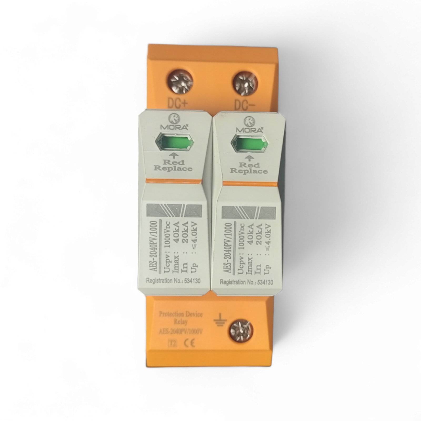 Mora (AES-2040PV/1000) DC 2pole 40kA SPD surge protection device 1000vDC — solar equipment in Lahore, Pakistan