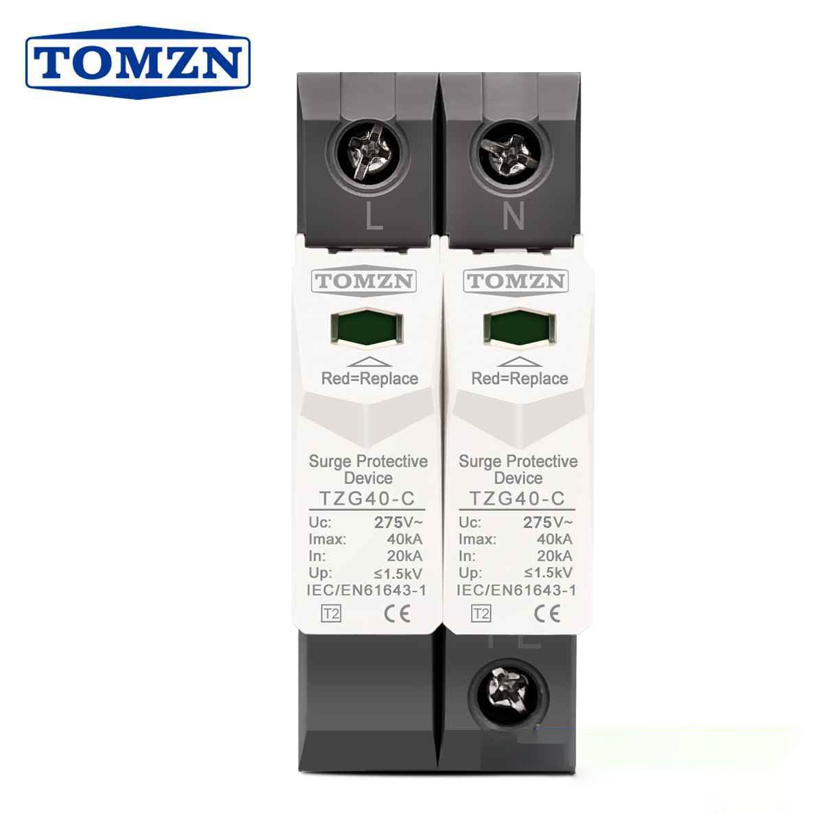 Tomzn TZG40-C 2P AC SPD House Surge Protector — solar equipment in Lahore, Pakistan