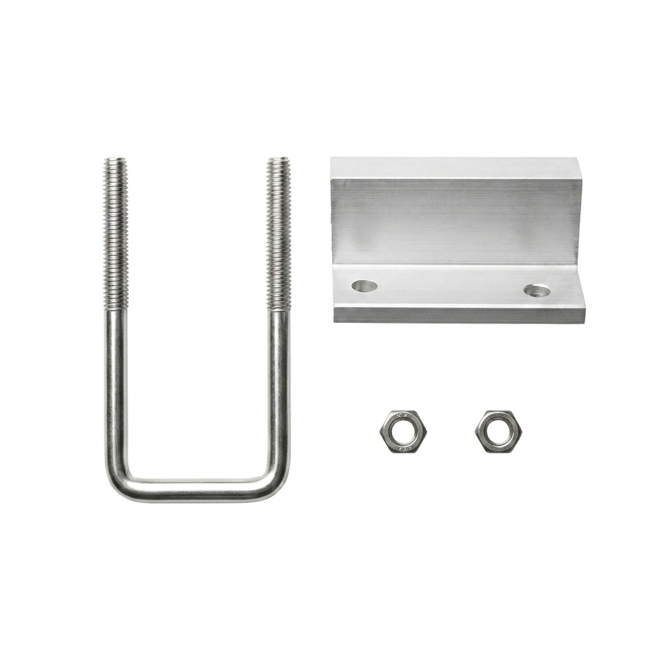 Solar End Clamp with U-Bolt – Aluminum Clamp With Galvanized Iron Mounting Bracket for PV Panels — solar equipment in Lahore, Pakistan